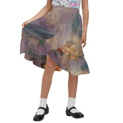 Floral Blossoms  Kids  Ruffle Flared Wrap Midi Skirt by Internationalstore