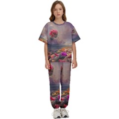 Floral Blossoms  Kids  T-shirt And Pants Sports Set by Internationalstore