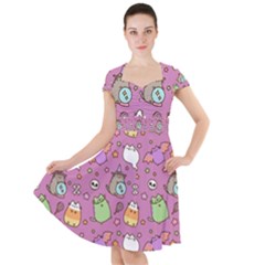 Pusheen Cat Cap Sleeve Midi Dress by Pakjumat