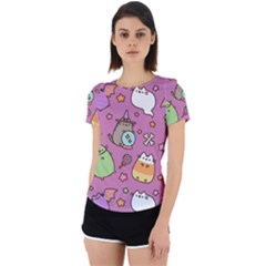 Pusheen Cat Back Cut Out Sport T-shirt by Pakjumat