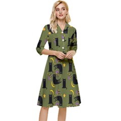 Cat Cartoon Cats Animal Pattern Classy Knee Length Dress by Pakjumat