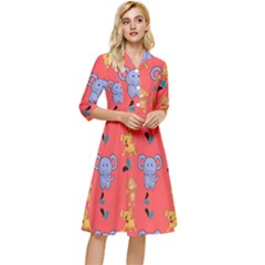 Elephant Monkey Dog Cartoon Classy Knee Length Dress by Pakjumat