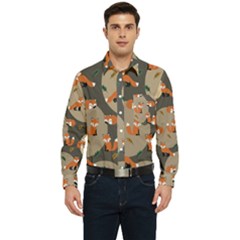 Fox Pattern Men s Long Sleeve Pocket Shirt  by Pakjumat