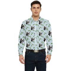 Animal Panda Bamboo Seamless Pattern Men s Long Sleeve  Shirt by Pakjumat