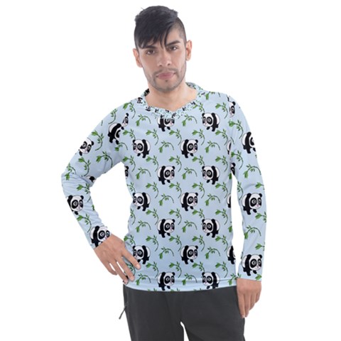 Animal Panda Bamboo Seamless Pattern Men s Pique Long Sleeve T-shirt by Pakjumat