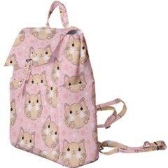 Cat Pattern Pink Cartoon Buckle Everyday Backpack by Pakjumat