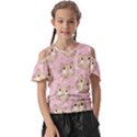 Cat Pattern Pink Cartoon Kids  Butterfly Cutout T-Shirt View1