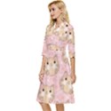 Cat Pattern Pink Cartoon Classy Knee Length Dress View3