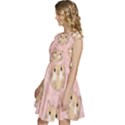 Cat Pattern Pink Cartoon Cap Sleeve High Waist Dress View2