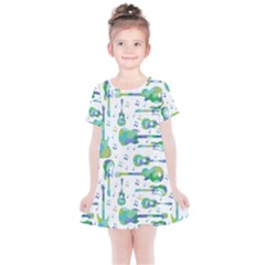 Guitars Music Notes Seamless Pattern Kids  Simple Cotton Dress by Pakjumat