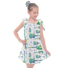 Guitars Music Notes Seamless Pattern Kids  Tie Up Tunic Dress by Pakjumat