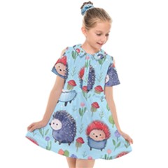 Hedgehogs Animal Kids  Short Sleeve Shirt Dress by Pakjumat