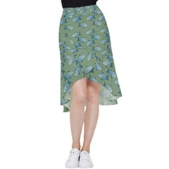 Fishes Pattern Background Frill Hi Low Chiffon Skirt by Pakjumat