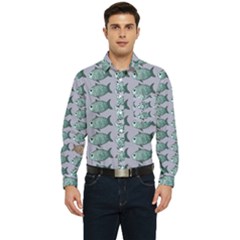 Fishes Pattern Background Theme Men s Long Sleeve Pocket Shirt  by Pakjumat