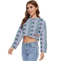 Fishes Pattern Background Theme Women s Lightweight Cropped Hoodie View2