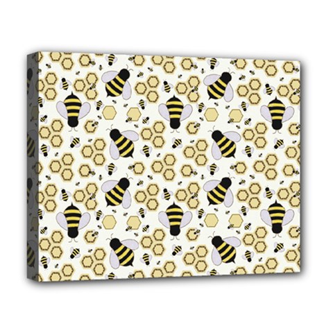 Bee Honeycomb Honeybee Insect Deluxe Canvas 20  X 16  (stretched) by Pakjumat