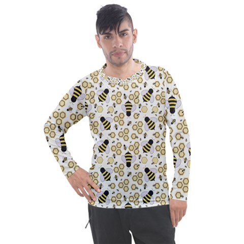 Bee Honeycomb Honeybee Insect Men s Pique Long Sleeve T-shirt by Pakjumat