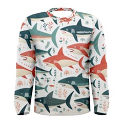 Fish Shark Animal Pattern Men s Long Sleeve T-shirt by Pakjumat