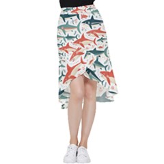 Fish Shark Animal Pattern Frill Hi Low Chiffon Skirt by Pakjumat