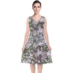 Climbing Plant At Outdoor Wall V-neck Midi Sleeveless Dress  by dflcprintsclothing