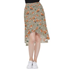 Fox Pattern Texture Frill Hi Low Chiffon Skirt by Pakjumat