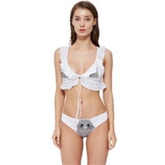 Persian Cat T-shirtwhite Look Calm Persian Cat 09 T-shirt (1) Low Cut Ruffle Edge Bikini Set