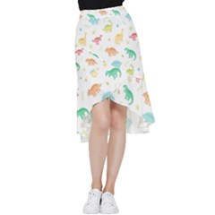 Animals Dinosaurs T-rex Pattern Frill Hi Low Chiffon Skirt by Pakjumat