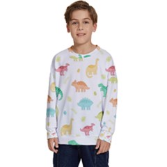 Animals Dinosaurs T-rex Pattern Kids  Crewneck Sweatshirt by Pakjumat