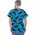 Dolphin Silhouette Pattern Men s V-Neck Scrub Top View2