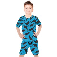 Dolphin Silhouette Pattern Kids  T-shirt And Shorts Set by Pakjumat