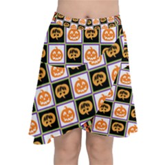 Lantern Chess Halloween Chiffon Wrap Front Skirt by Pakjumat