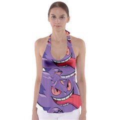 Purple Funny Monster Tie Back Tankini Top by Sarkoni