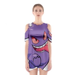 Purple Funny Monster Shoulder Cutout One Piece Dress by Sarkoni