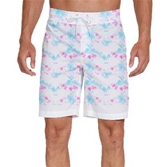 Bat Pattern T- Shirt Bats And Bows Blue Pink T- Shirt Men s Beach Shorts by EnriqueJohnson