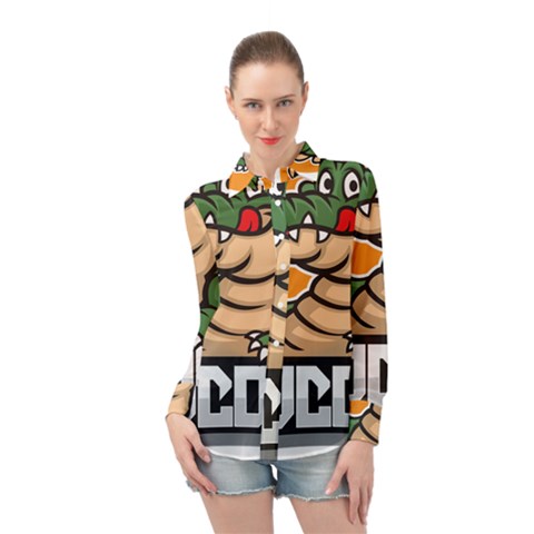 Funny Crocodile Long Sleeve Chiffon Shirt by Sarkoni