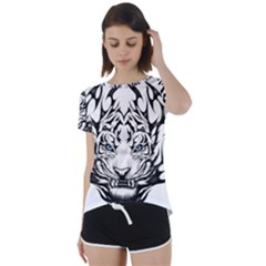 White And Black Tiger Short Sleeve Open Back T-shirt by Sarkoni