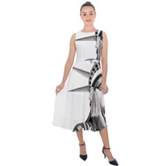 Funny Statue Of Liberty Parody Midi Tie-back Chiffon Dress by Sarkoni