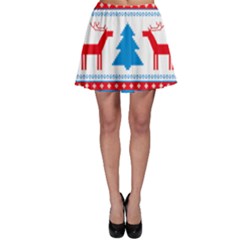 Red And Green Christmas Tree Winter Pattern Pixel Elk Buckle Holidays Skater Skirt by Sarkoni