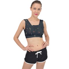 Festive Season Christmas Paper V-back Sports Bra by uniart180623