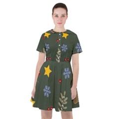 Christmas Party Pattern Design Sailor Dress by uniart180623