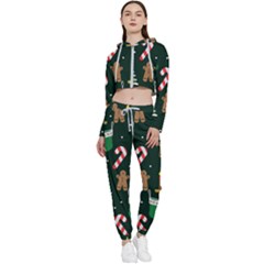 Pattern Christmas Gift Cropped Zip Up Lounge Set by uniart180623