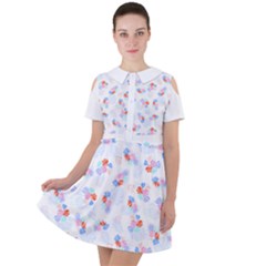 Exotic Flowers T- Shirt Modern Exotic Tropical Jungle Pattern T- Shirt Short Sleeve Shoulder Cut Out Dress 