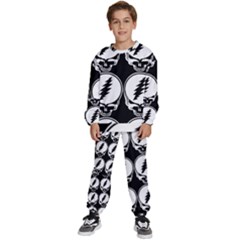 Black And White Deadhead Grateful Dead Steal Your Face Pattern Kids  Sweatshirt Set by Sarkoni