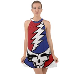 Grateful Dead Halter Tie Back Chiffon Dress by Sarkoni