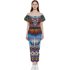 Grateful Dead Wallpapers Bardot Ruffle Jumpsuit by Sarkoni