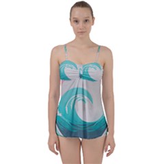 Tidal Wave Ocean Sea Tsunami Wave Minimalist Babydoll Tankini Set by uniart180623