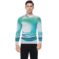 Tsunami Tidal Wave Wave Minimalist Ocean Sea Men s Long Sleeve Rash Guard by uniart180623