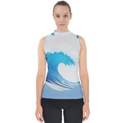 Wave Tsunami Tidal Wave Ocean Sea Water Mock Neck Shell Top by uniart180623