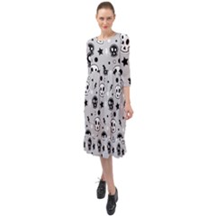 Skull-pattern- Ruffle End Midi Chiffon Dress by Ket1n9