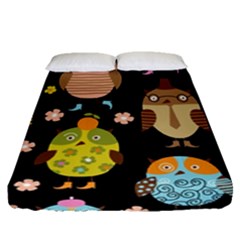 Cute Owls Pattern Fitted Sheet (queen Size) by Ket1n9